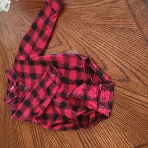 Carters Just For You Red And Black plaid Baby onsie 18 Months Christmas Holiday